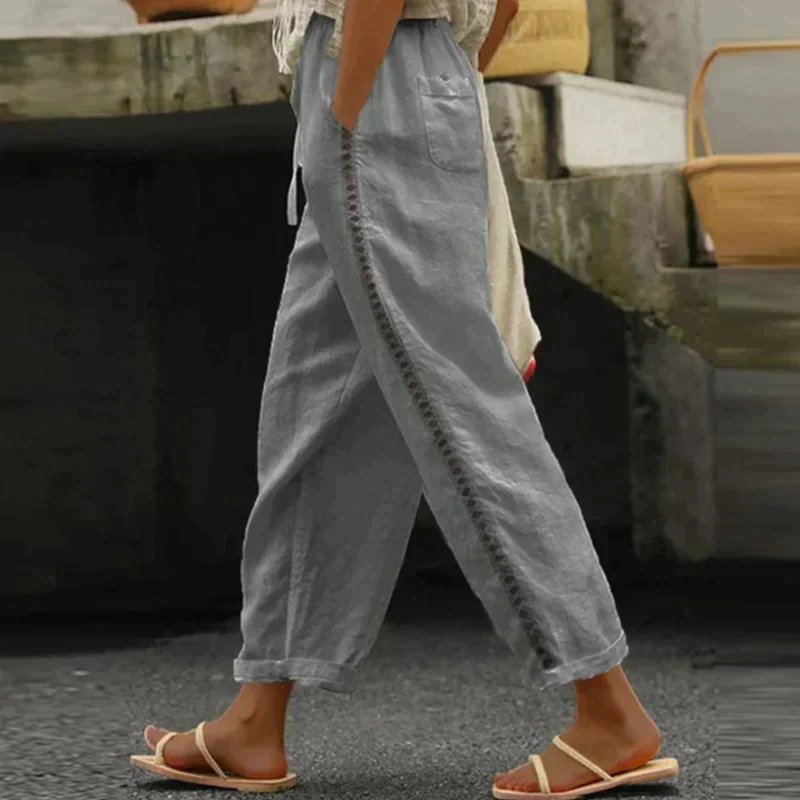 Abby | Women's Pants High Waist Tapered Leg Side Stripe - Image 2