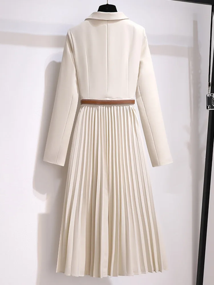 Adrienne | Women's Belted Pleated Midi Dress - Image 3