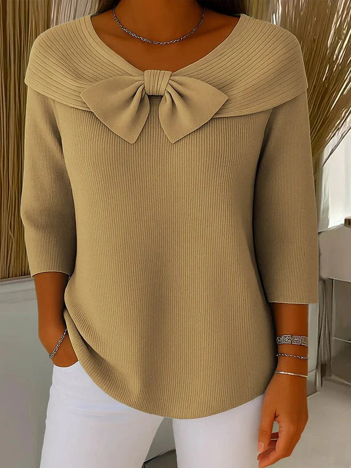 Alana™ | Women's Sweater with Bow and Round Neckline - Image 3