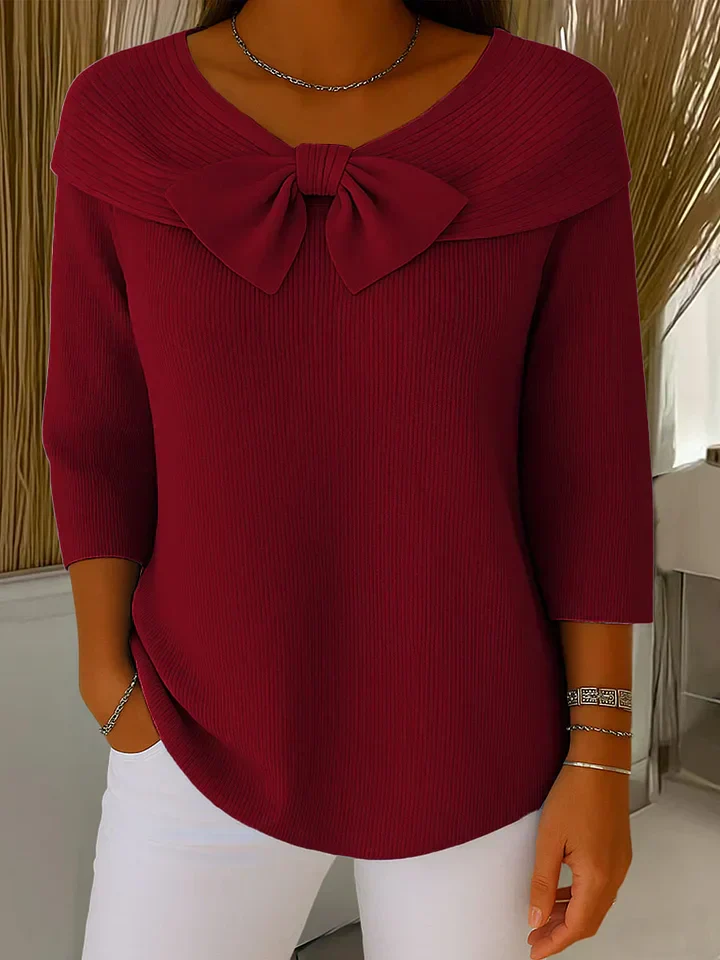 Alana™ | Women's Sweater with Bow and Round Neckline - Image 4