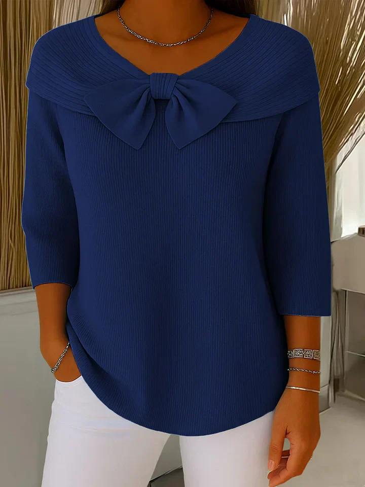 Alana™ | Women's Sweater with Bow and Round Neckline - Image 5