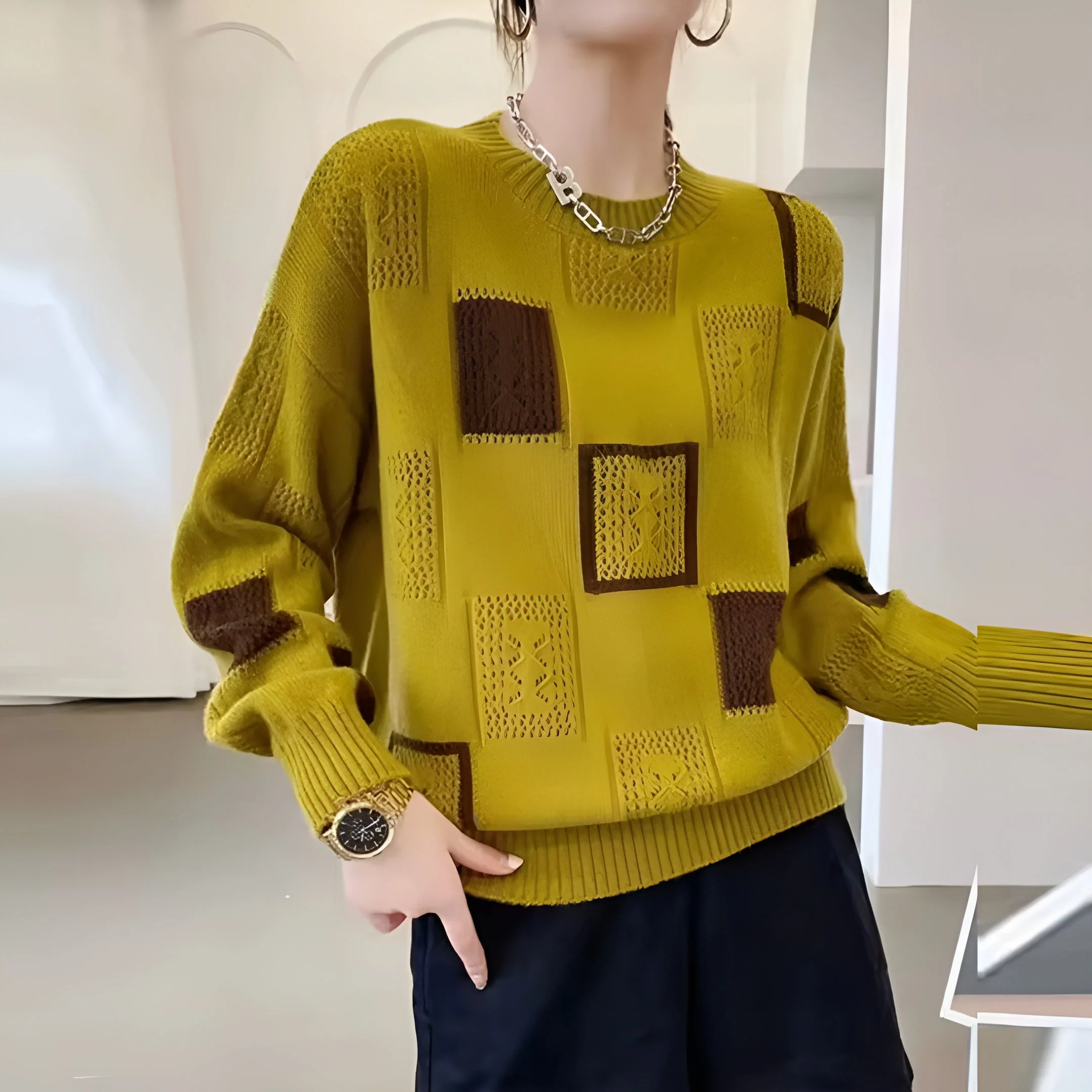 Alice™ | Elegant Squares Sweater - Image 3
