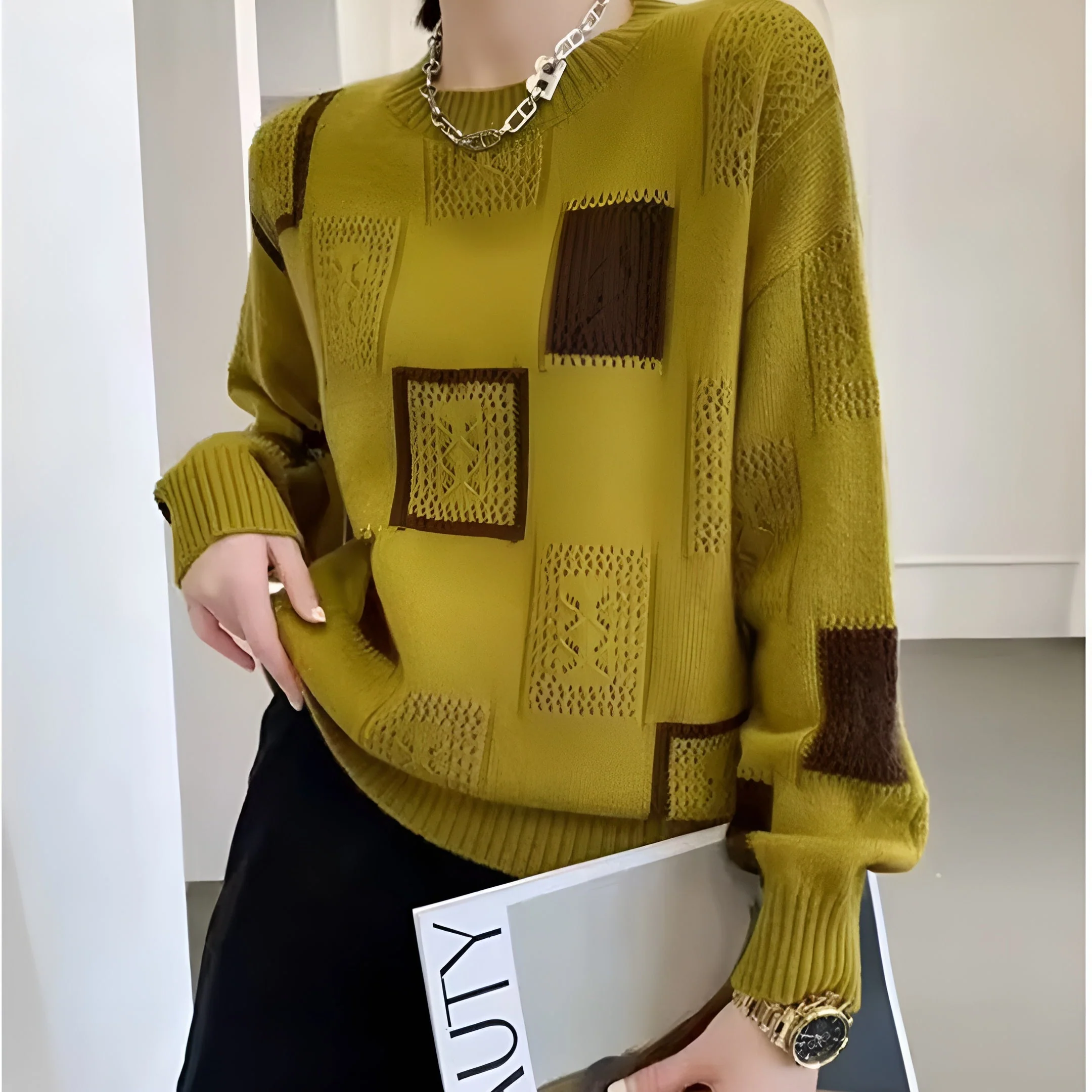 Alice™ | Elegant Squares Sweater - Image 4