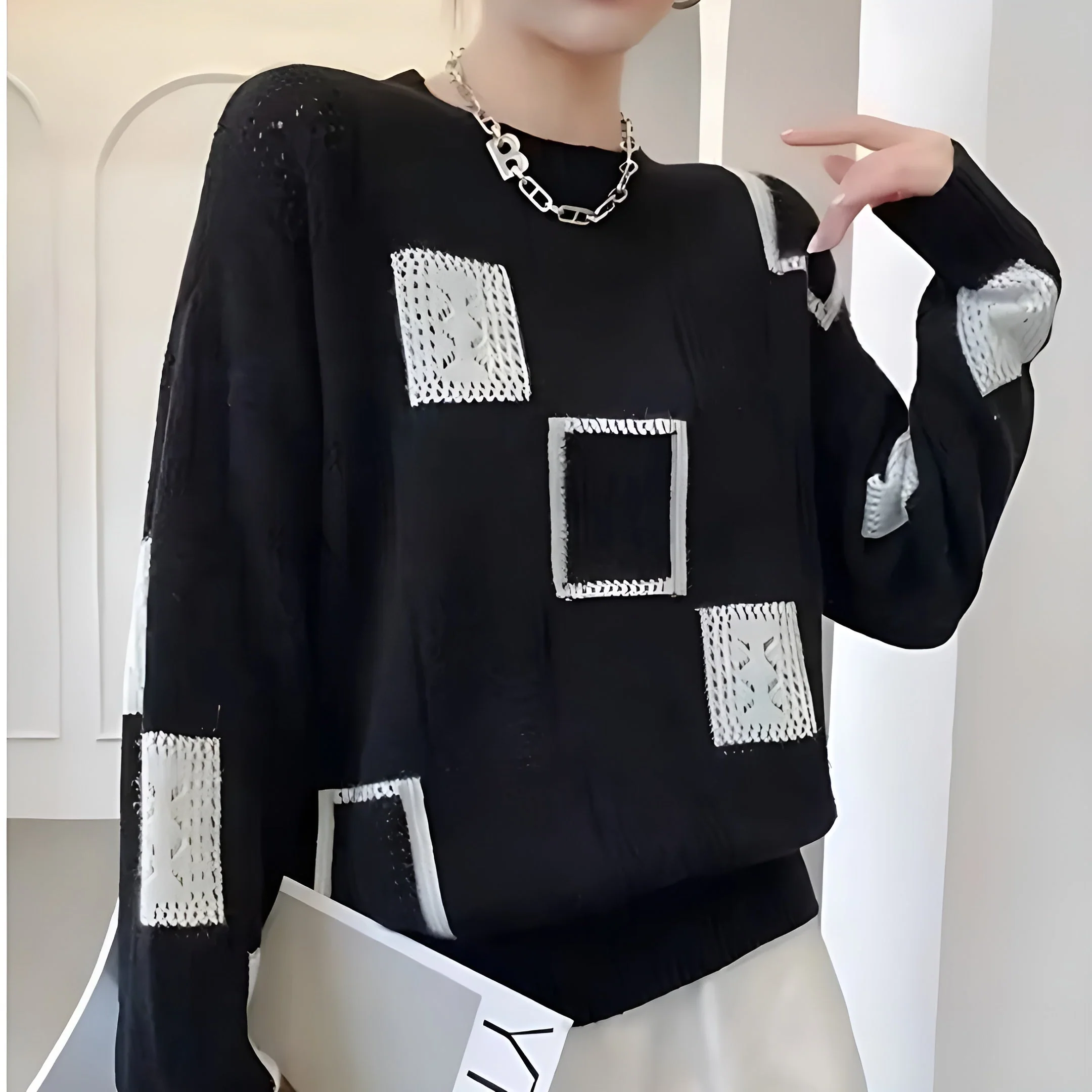 Alice™ | Elegant Squares Sweater - Image 5