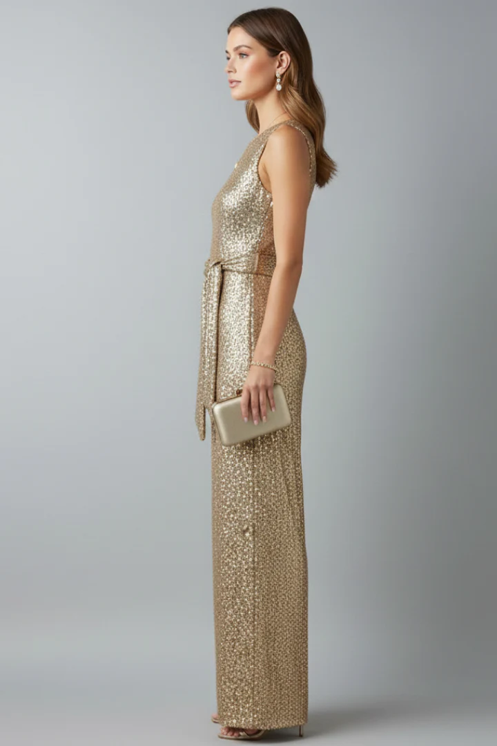 Amara | Women's Sequin Wide Leg Jumpsuit - Image 3