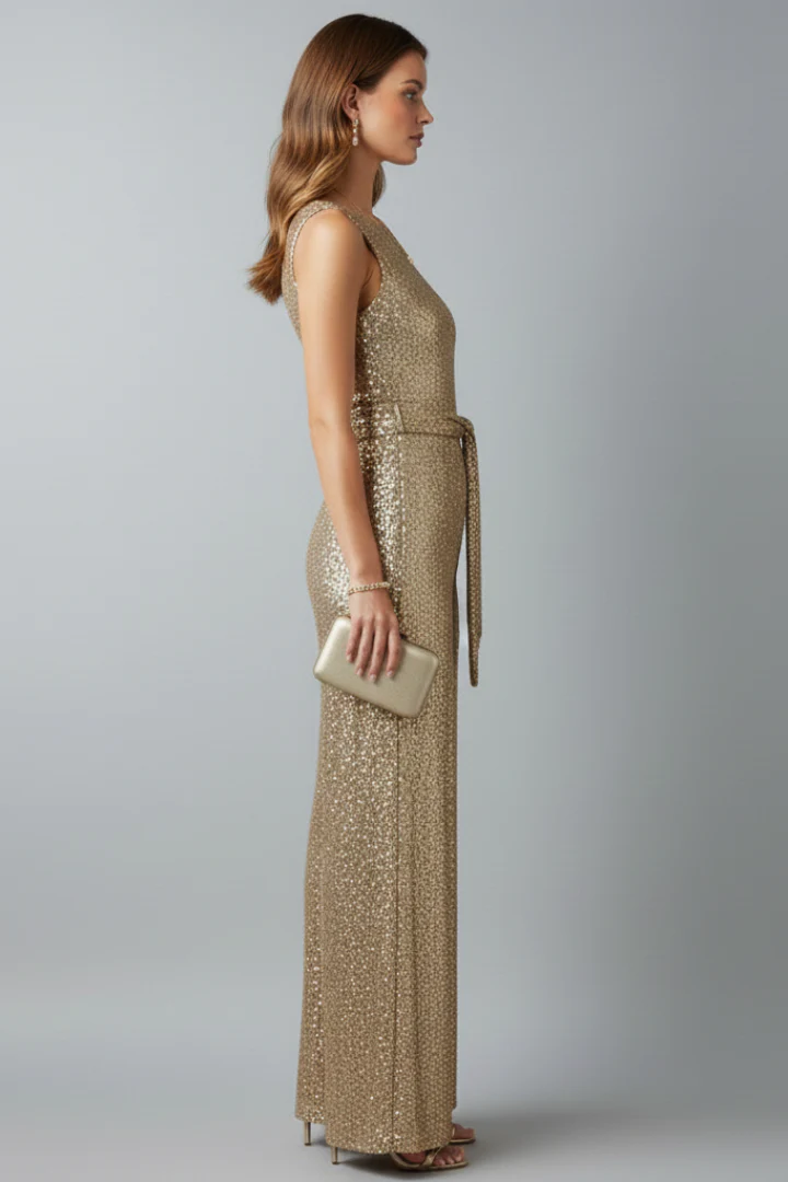 Amara | Women's Sequin Wide Leg Jumpsuit - Image 4