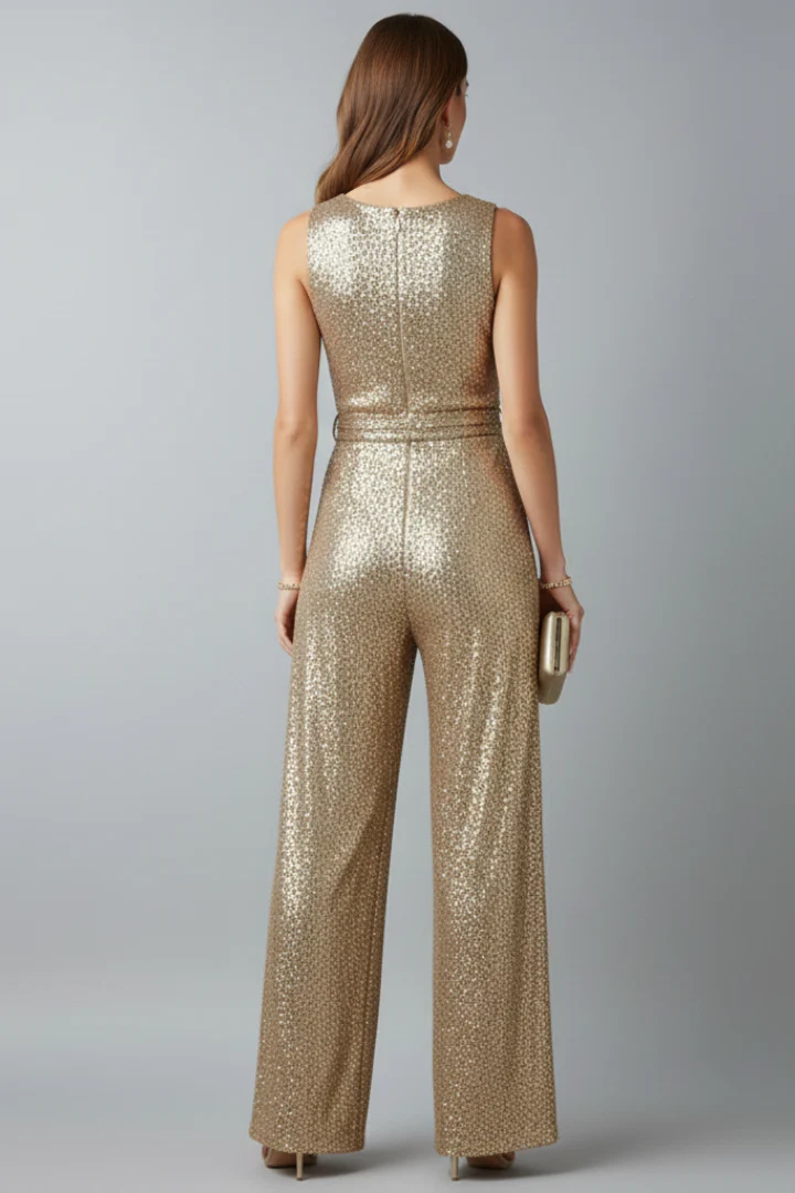Amara | Women's Sequin Wide Leg Jumpsuit - Image 5