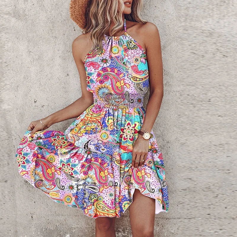 Amber | Women's Halter Lace Flowy Draped Dress - Image 4