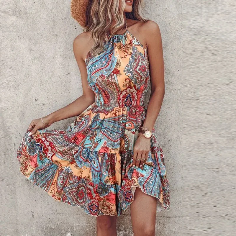 Amber | Women's Halter Lace Flowy Draped Dress - Image 5