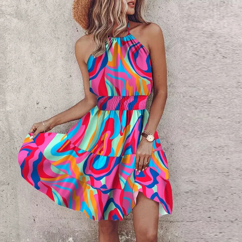 Amber | Women's Halter Lace Flowy Draped Dress - Image 7