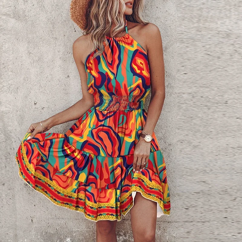 Amber | Women's Halter Lace Flowy Draped Dress - Image 8