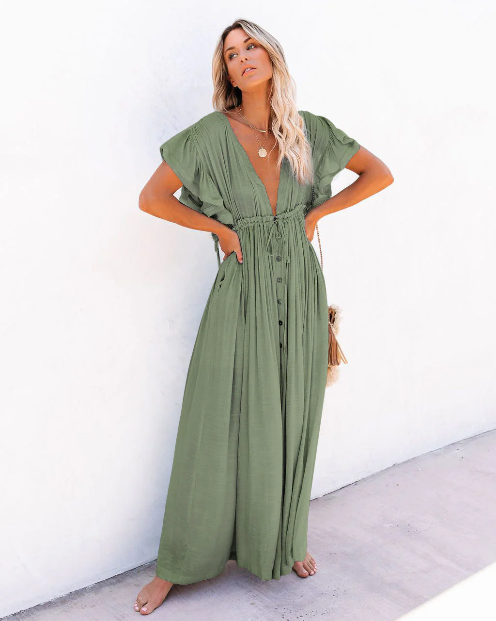 Annabelle | Women's Wrap V Neck Boho Flowy Beach Cover Up Beach - Image 5