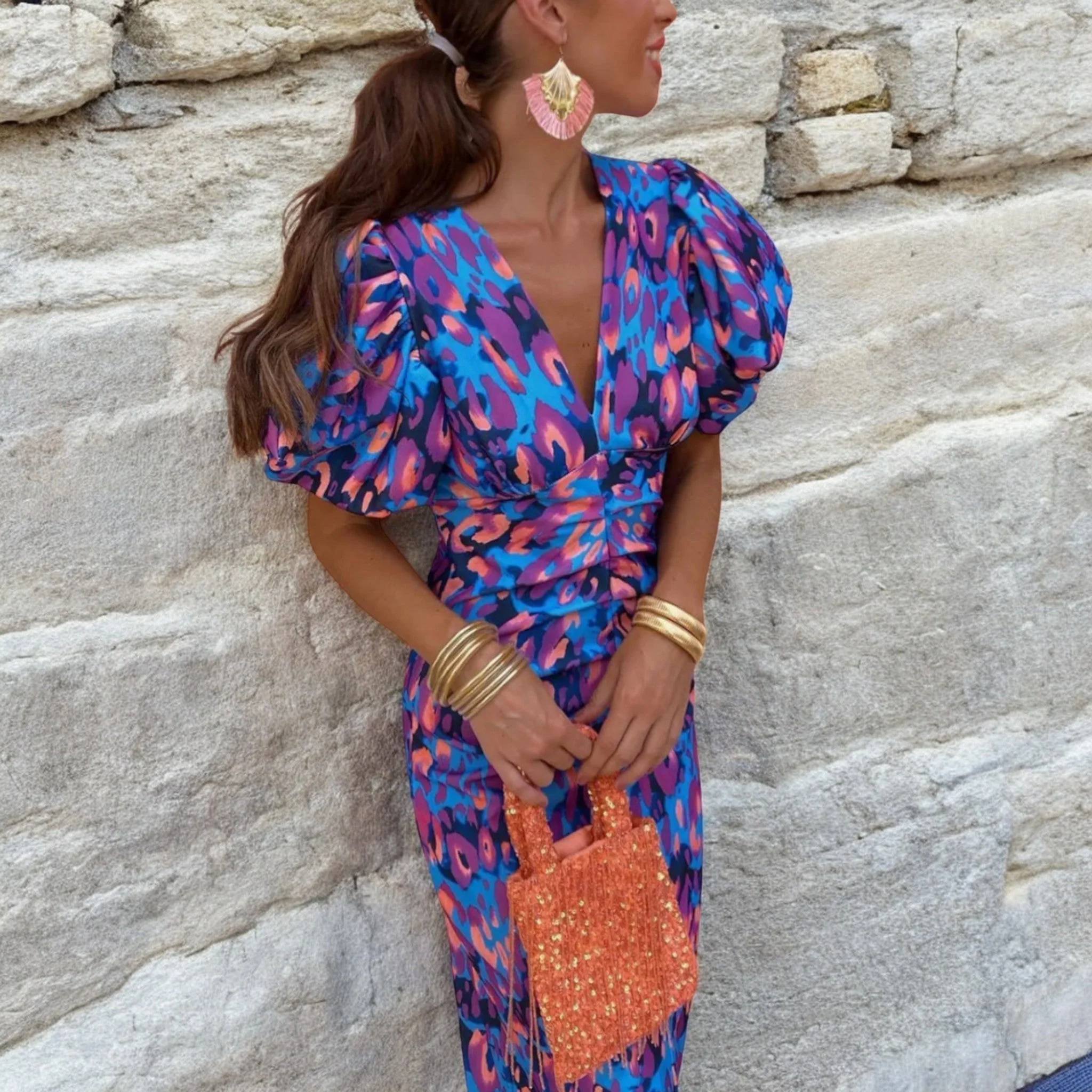 Aria | Women's Wedding Guest Printed Dress - Image 2