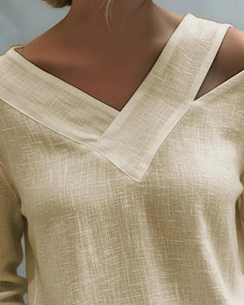 Aria | Women's Asymmetric V-Neck Long Sleeve Top - Image 11