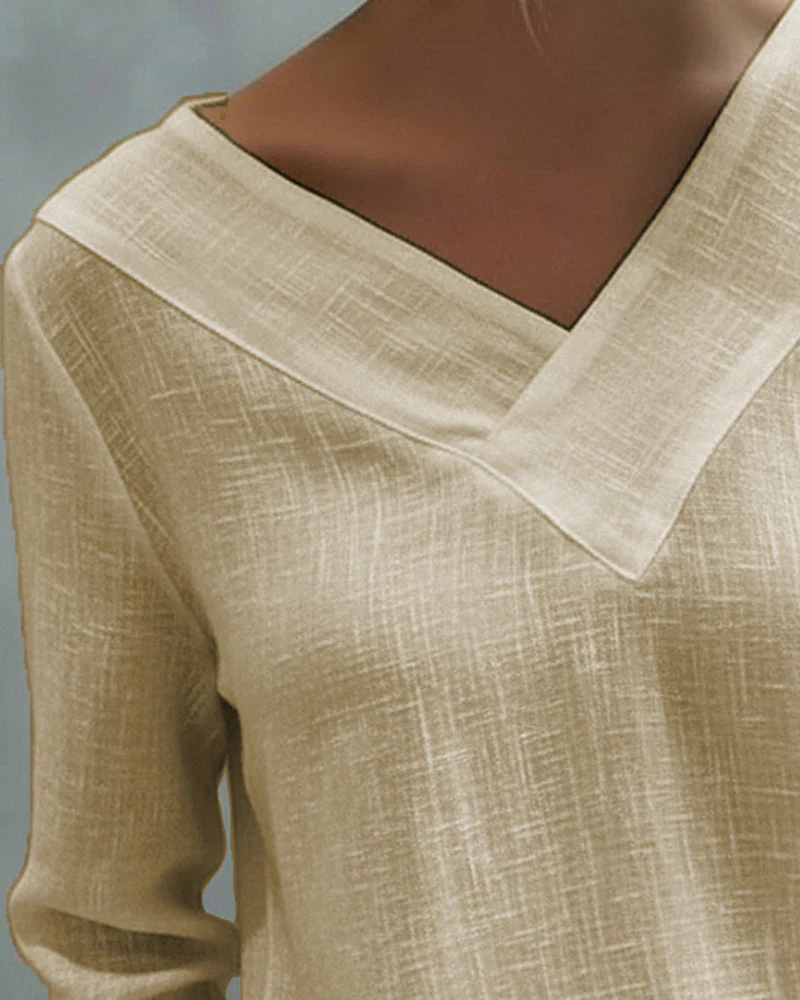 Aria | Women's Asymmetric V-Neck Long Sleeve Top - Image 12