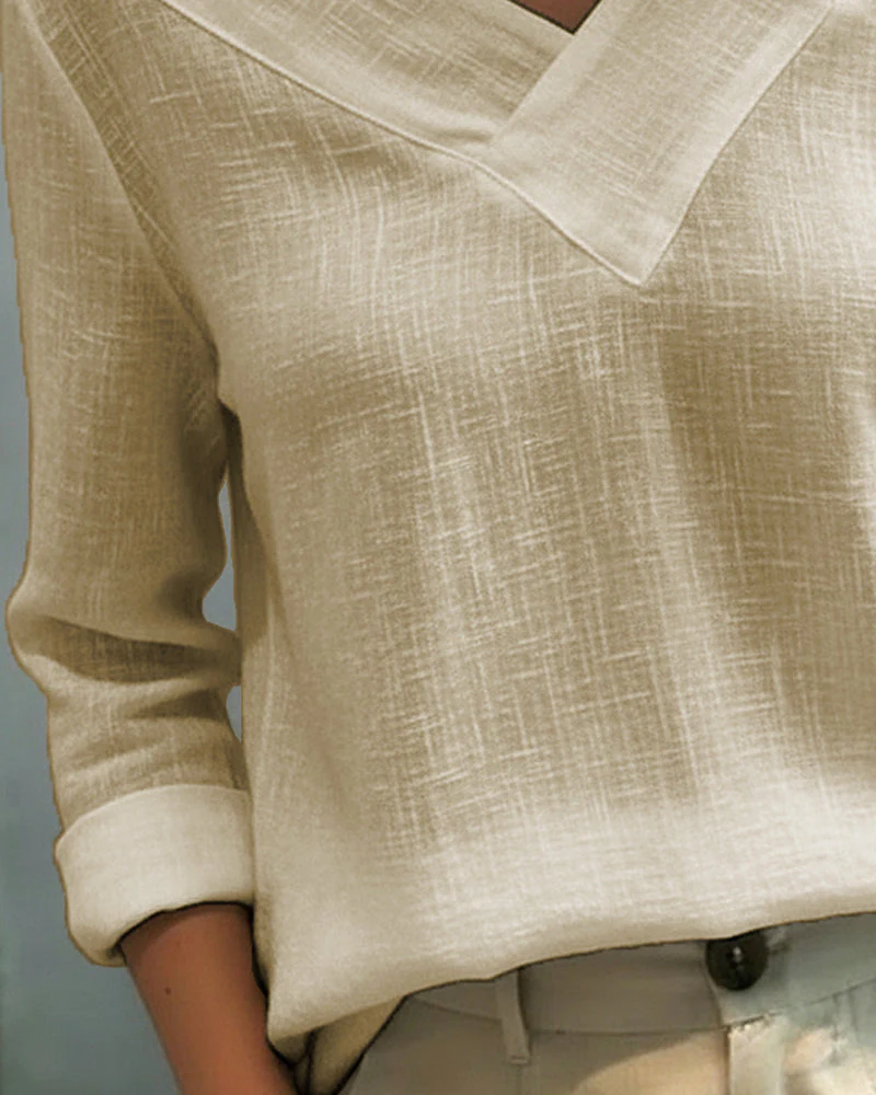 Aria | Women's Asymmetric V-Neck Long Sleeve Top - Image 13