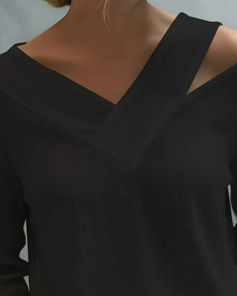 Aria | Women's Asymmetric V-Neck Long Sleeve Top - Image 6