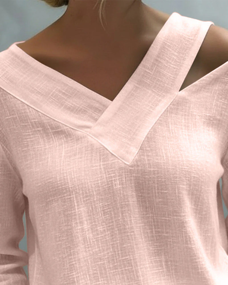 Aria | Women's Asymmetric V-Neck Long Sleeve Top - Image 8