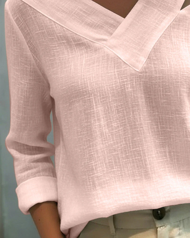 Aria | Women's Asymmetric V-Neck Long Sleeve Top - Image 9