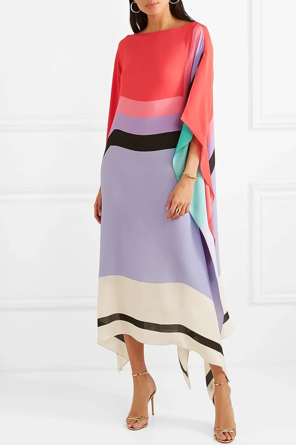 Aria | Women's Caftan Dress Geometric Print Batwing Sleeve Maxi Dress - Image 11