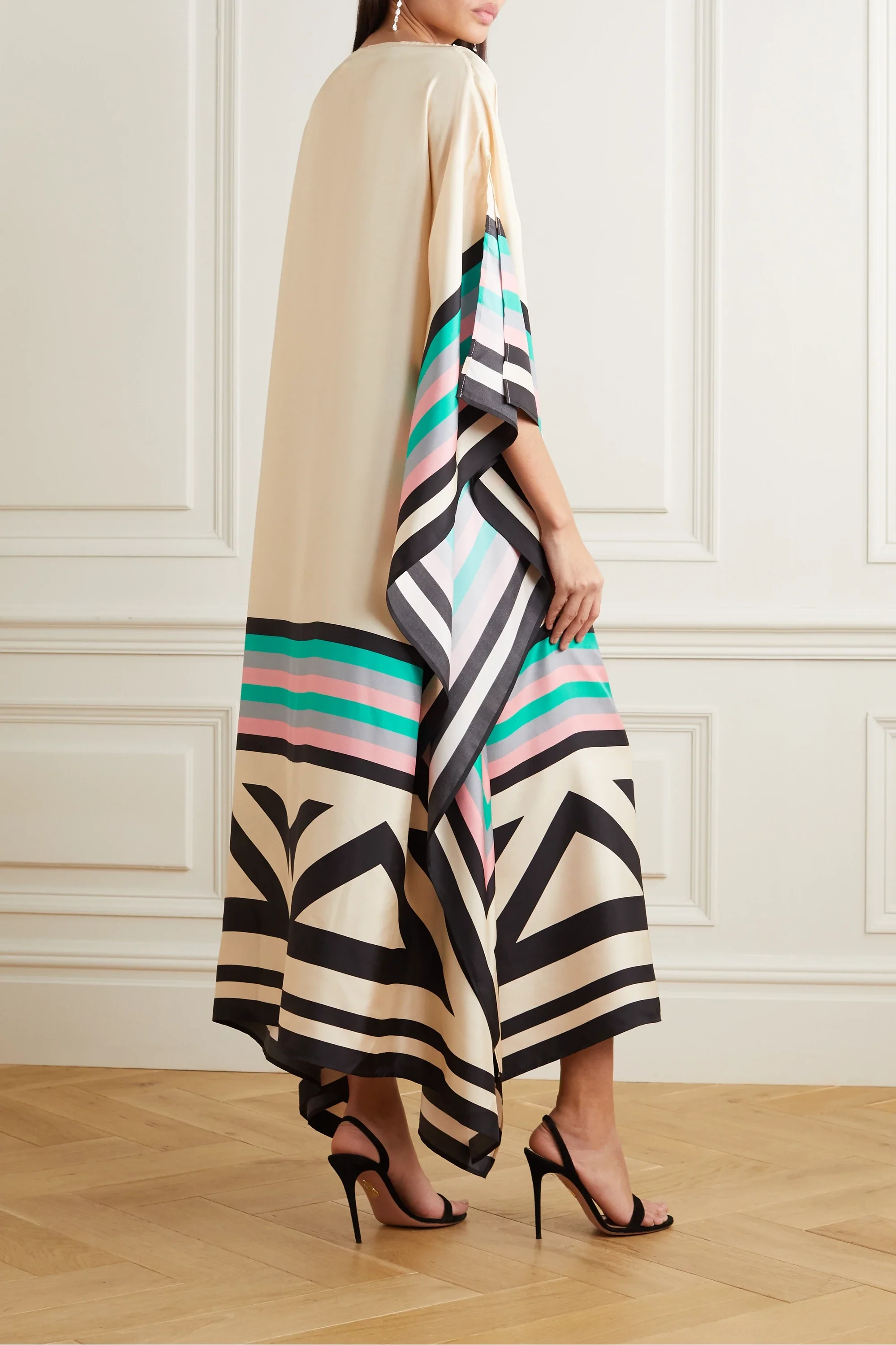 Aria | Women's Caftan Dress Geometric Print Batwing Sleeve Maxi Dress - Image 14
