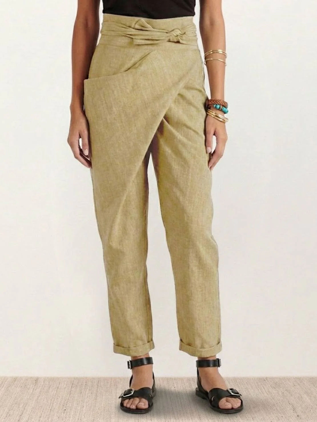 Atlas | Women's High Waist Wrap Front Cropped Tapered Pants - Image 16