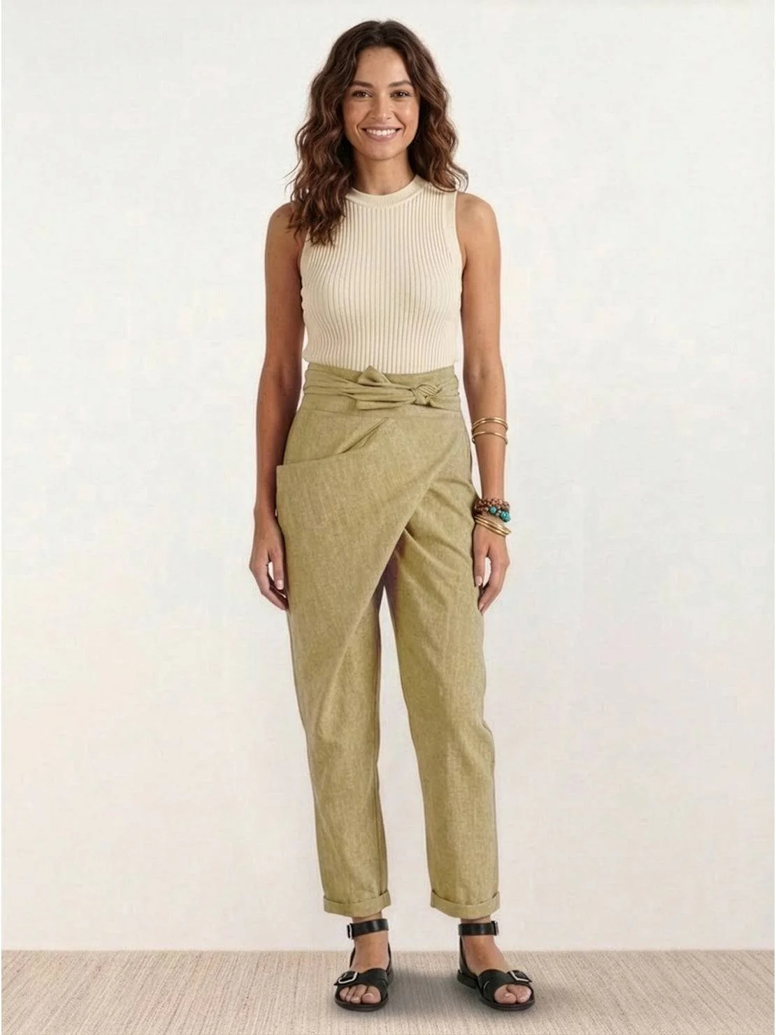 Atlas | Women's High Waist Wrap Front Cropped Tapered Pants - Image 20