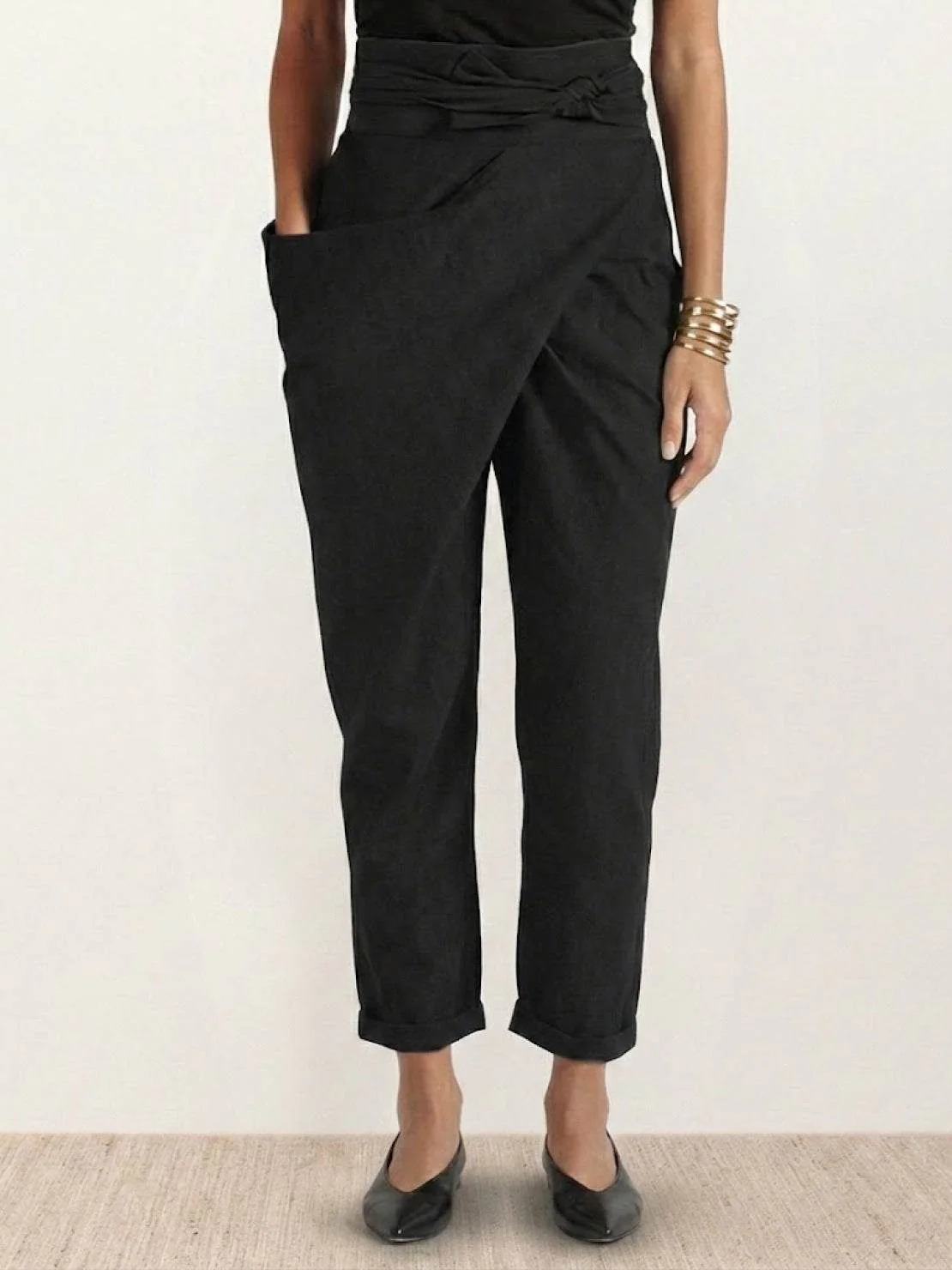 Atlas | Women's High Waist Wrap Front Cropped Tapered Pants - Image 21