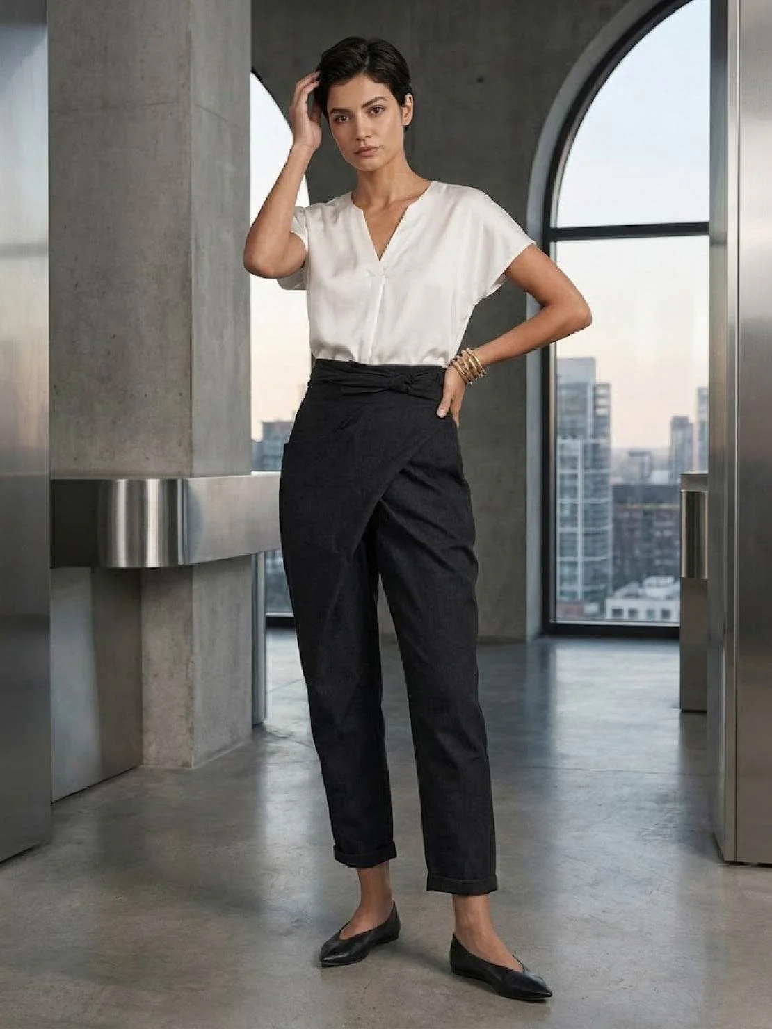 Atlas | Women's High Waist Wrap Front Cropped Tapered Pants - Image 22
