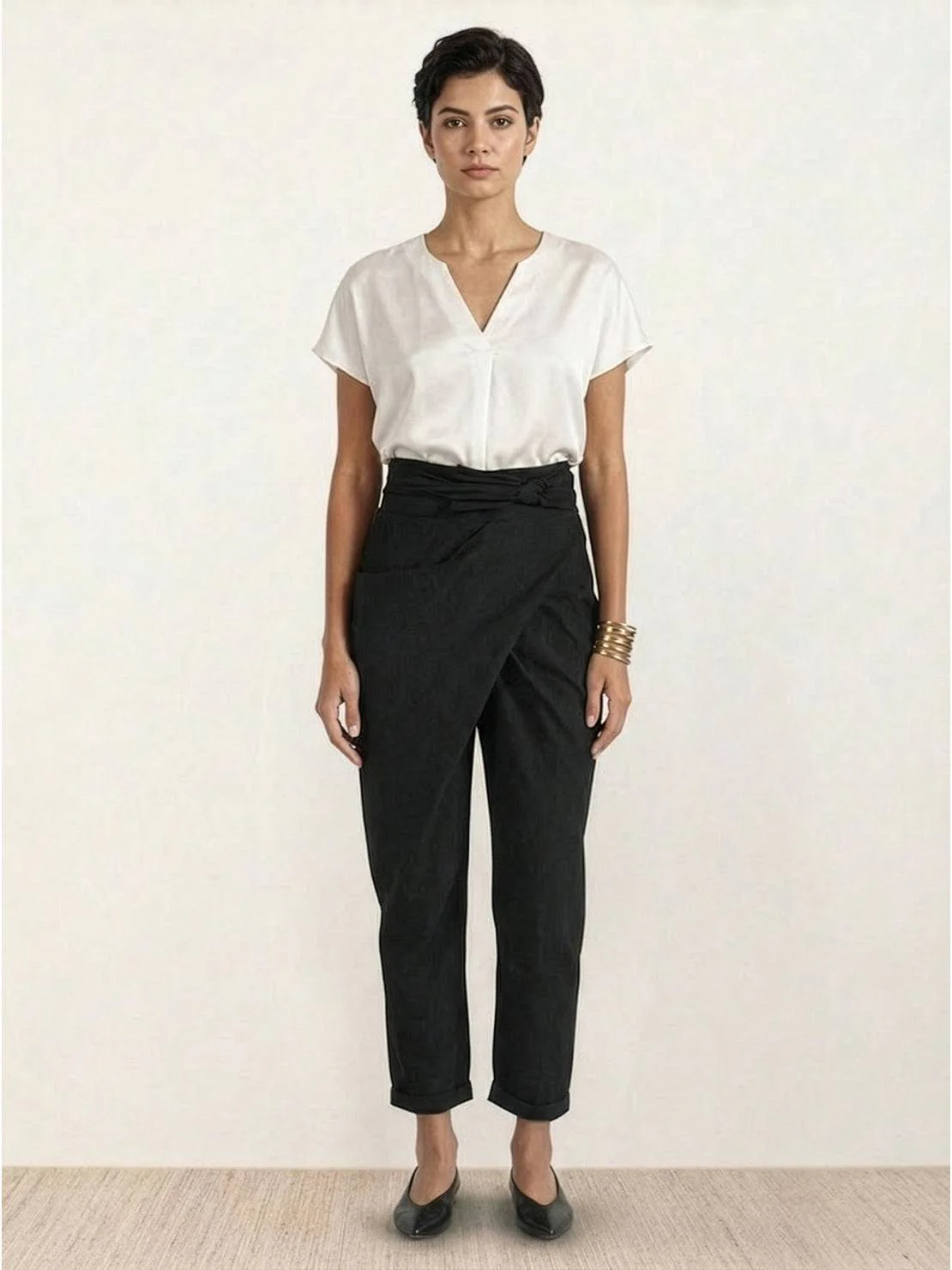 Atlas | Women's High Waist Wrap Front Cropped Tapered Pants - Image 25
