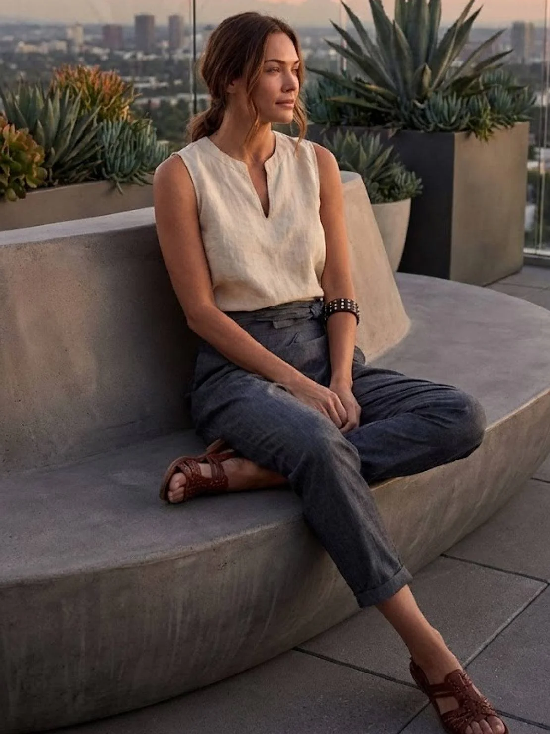 Atlas | Women's High Waist Wrap Front Cropped Tapered Pants - Image 3