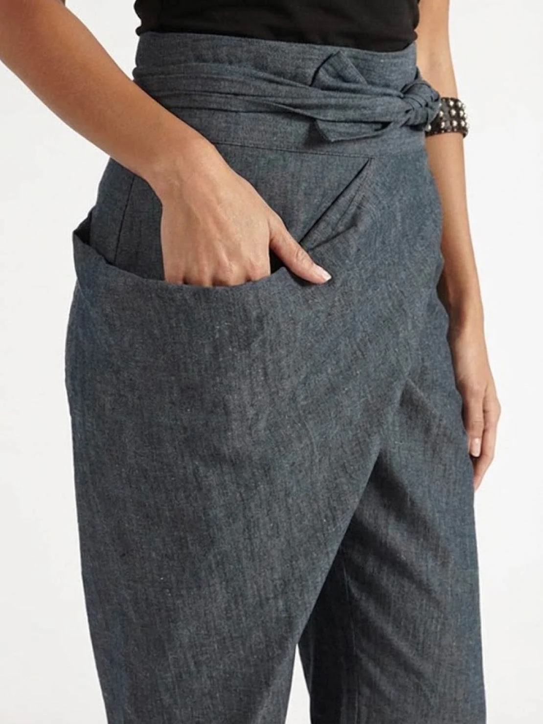 Atlas | Women's High Waist Wrap Front Cropped Tapered Pants - Image 4