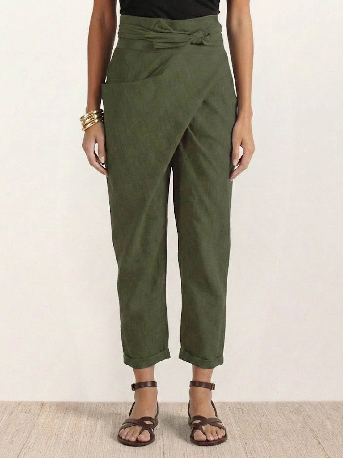 Atlas | Women's High Waist Wrap Front Cropped Tapered Pants - Image 6