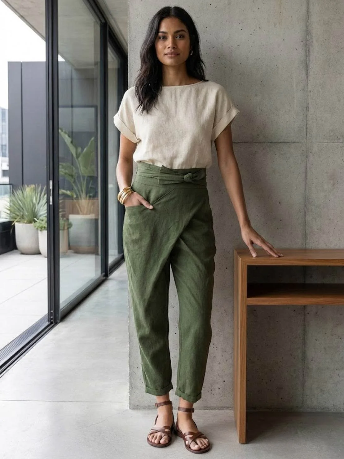 Atlas | Women's High Waist Wrap Front Cropped Tapered Pants - Image 7