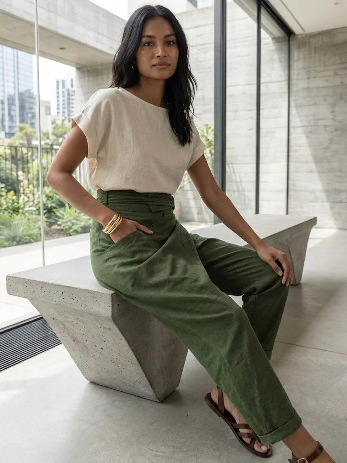 Atlas | Women's High Waist Wrap Front Cropped Tapered Pants - Image 8