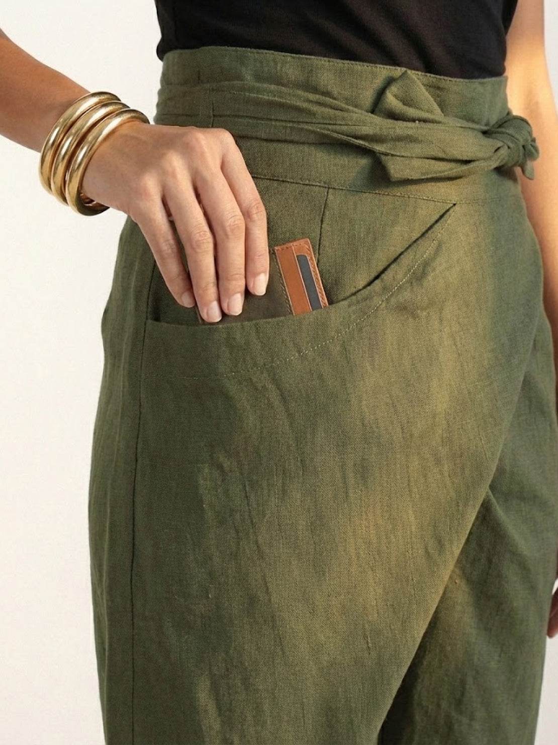 Atlas | Women's High Waist Wrap Front Cropped Tapered Pants - Image 9