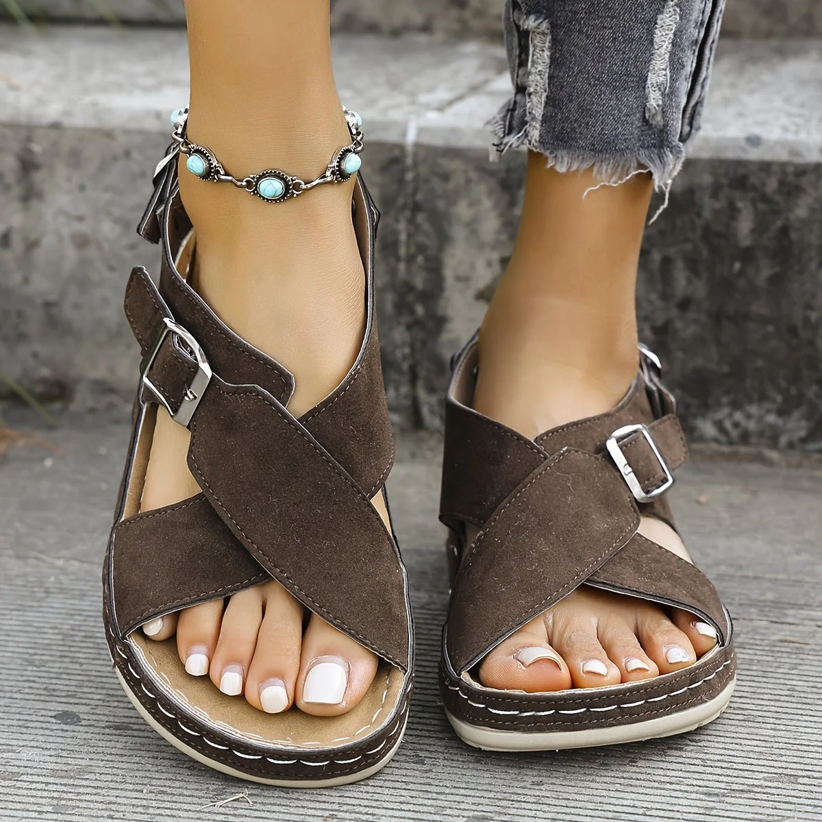 Aurelia | Women's Double Buckle Platform Sandals - Image 4