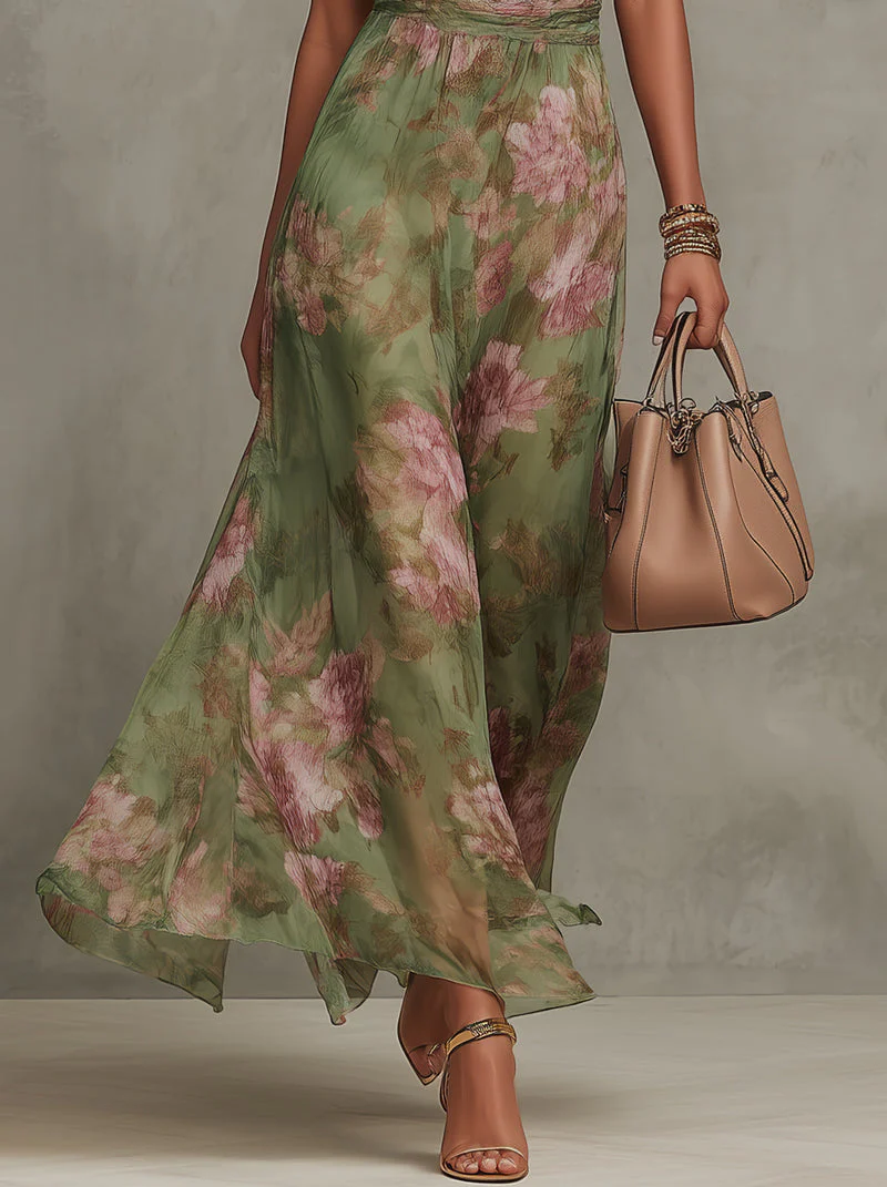 Aurelia | Women's Floral Halter Neck Maxi Dress - Image 4