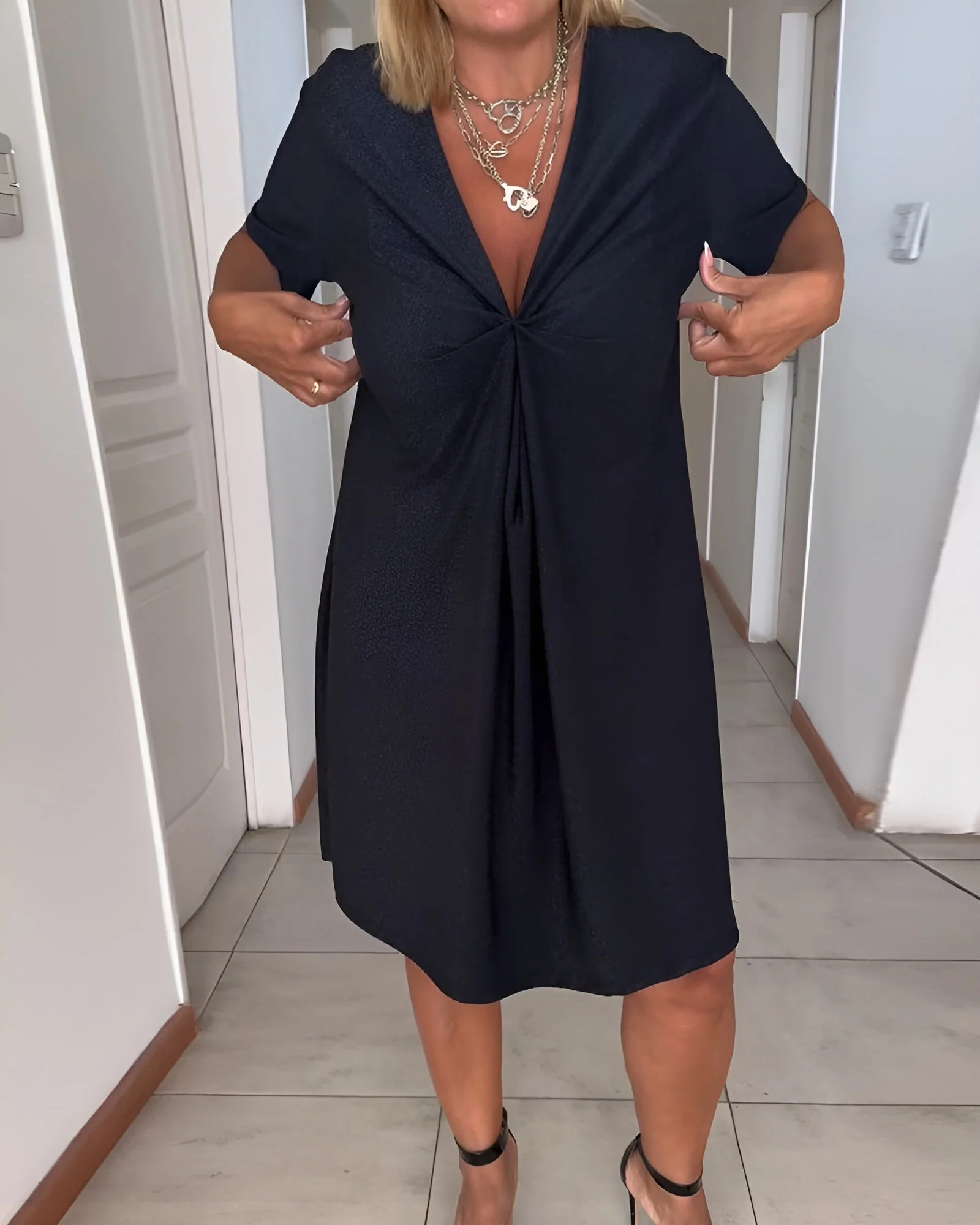 Avery | Women's V Neck Tummy Control Ruched Dress Evening