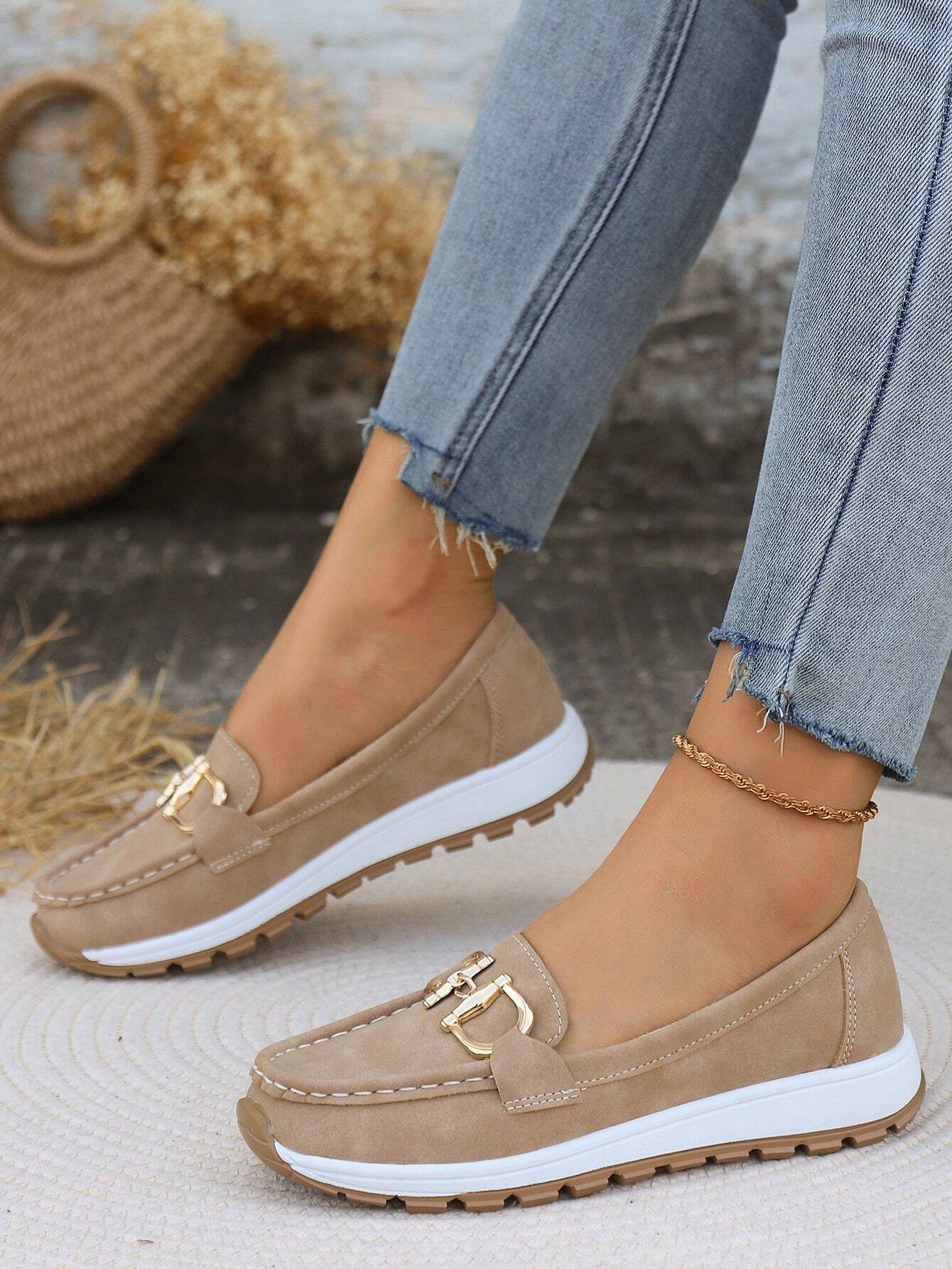 Azalea | Women's Gold Buckle Comfort Loafers - Image 6