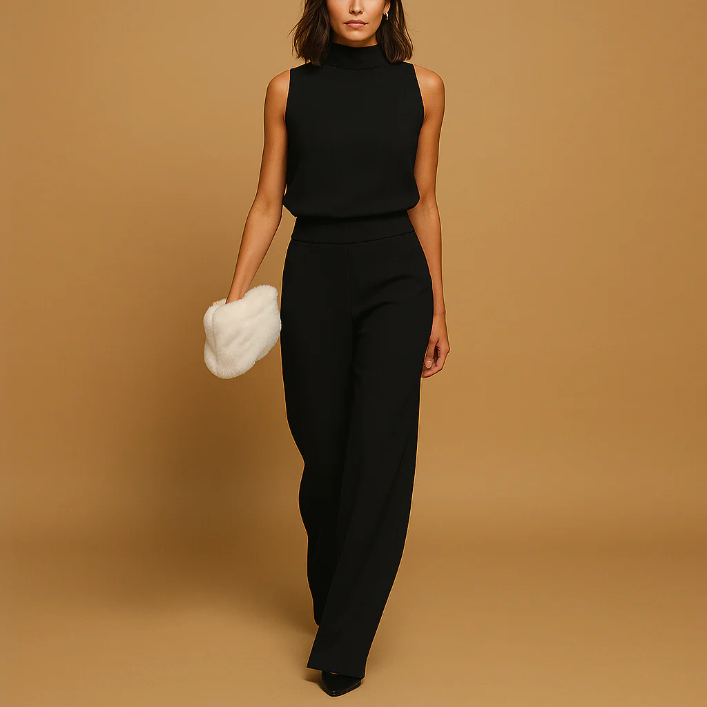 Azalea | Women's High Neck Wide Leg Sleeveless Jumpsuit - Image 2