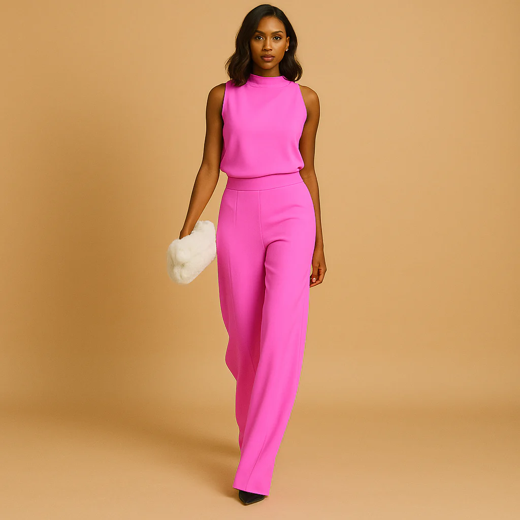 Azalea | Women's High Neck Wide Leg Sleeveless Jumpsuit - Image 4