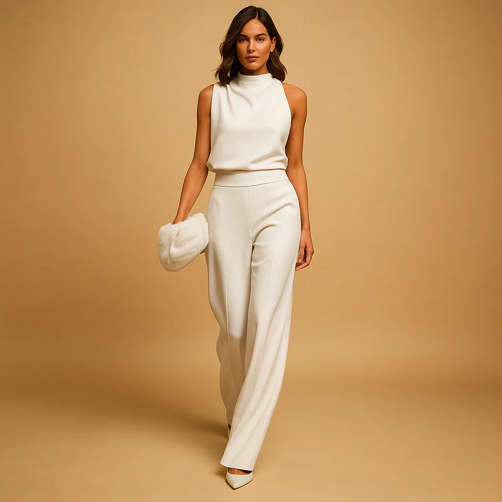 Azalea | Women's High Neck Wide Leg Sleeveless Jumpsuit - Image 6