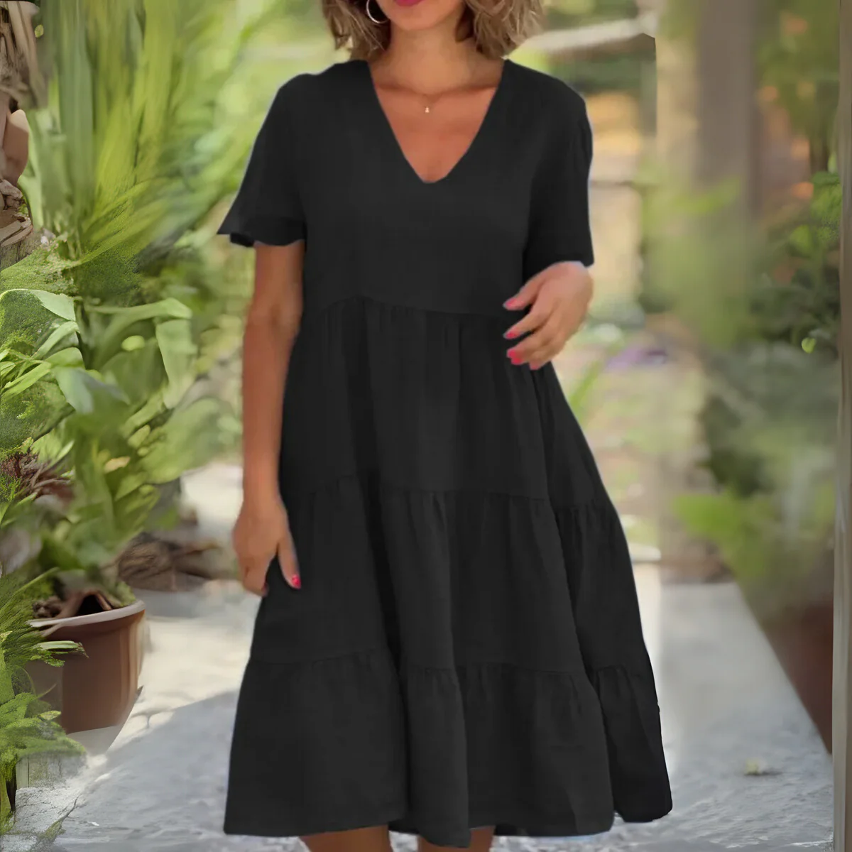 Beatrice | Women's V Neck Tummy Control Flowy Dress - Image 3