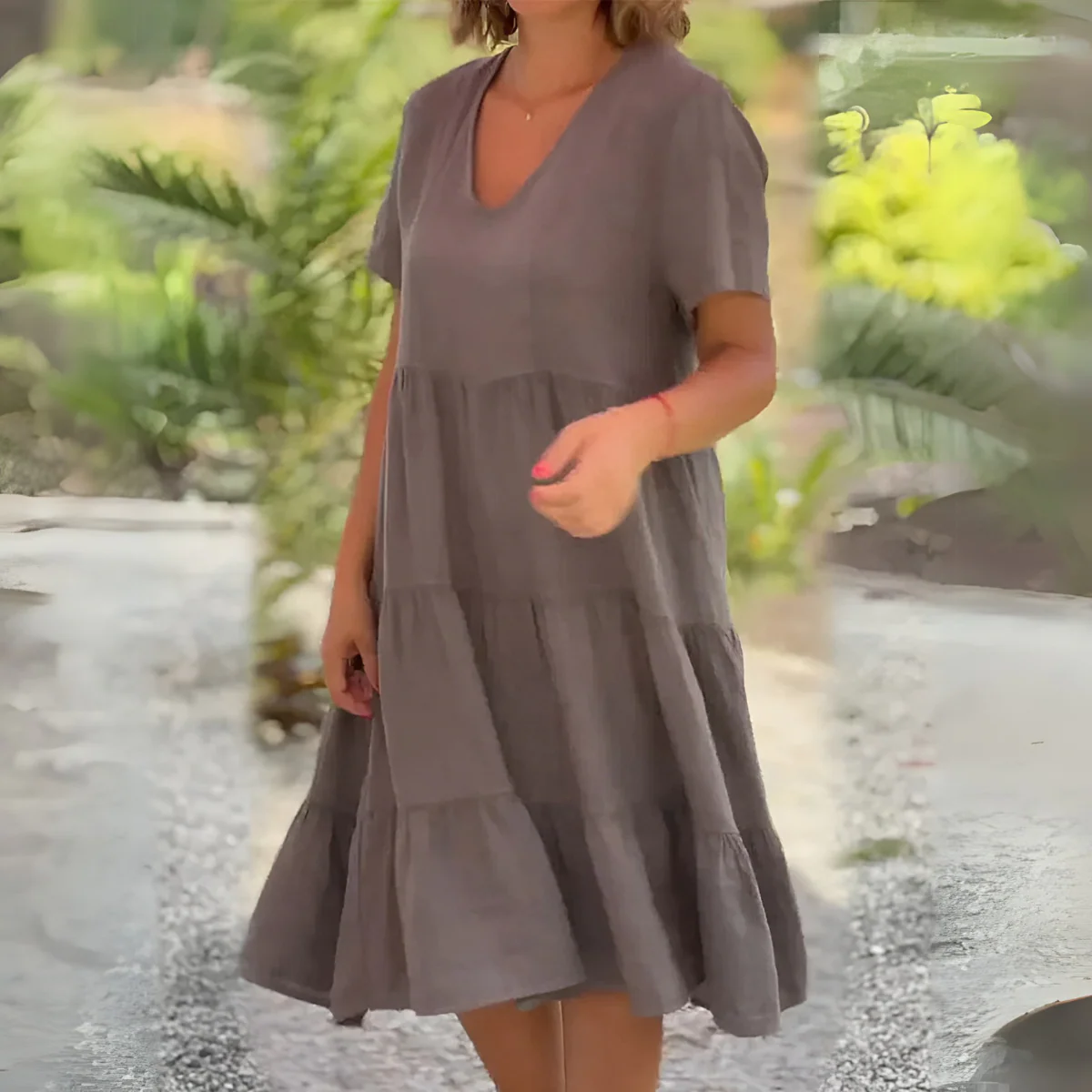 Beatrice | Women's V Neck Tummy Control Flowy Dress - Image 4