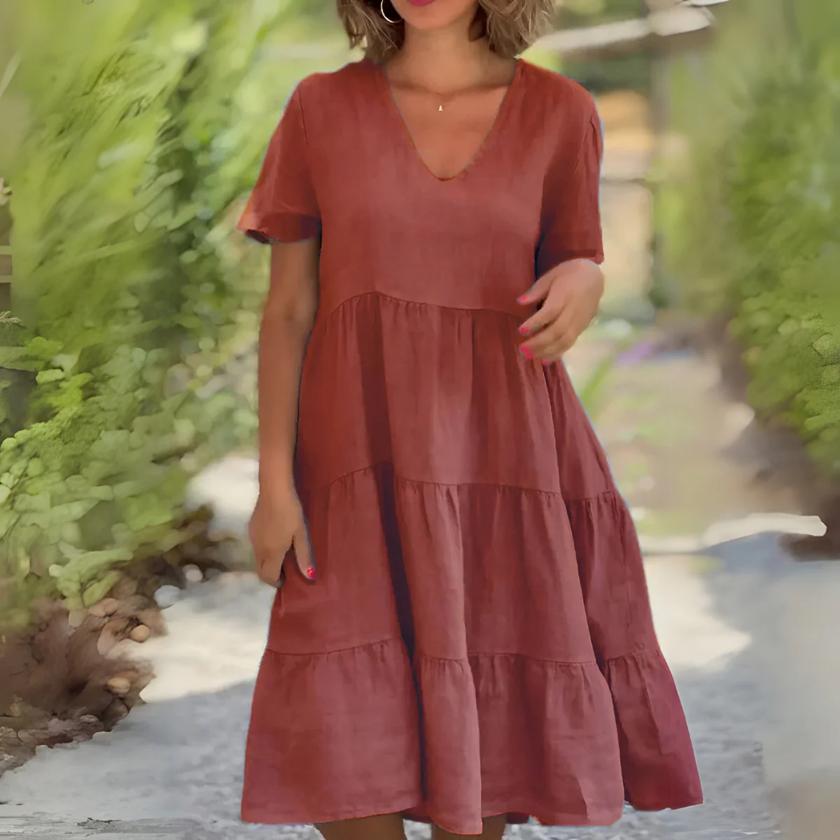 Beatrice | Women's V Neck Tummy Control Flowy Dress - Image 5