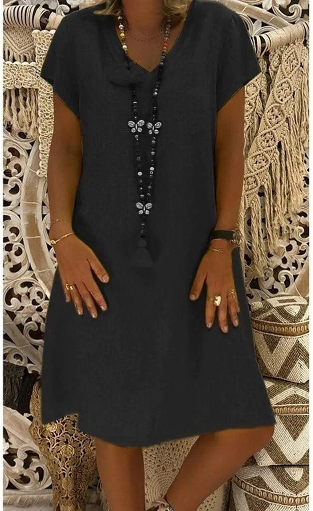 Beatrice | Women's V-Neck Short Sleeve Mini Dress - Image 3