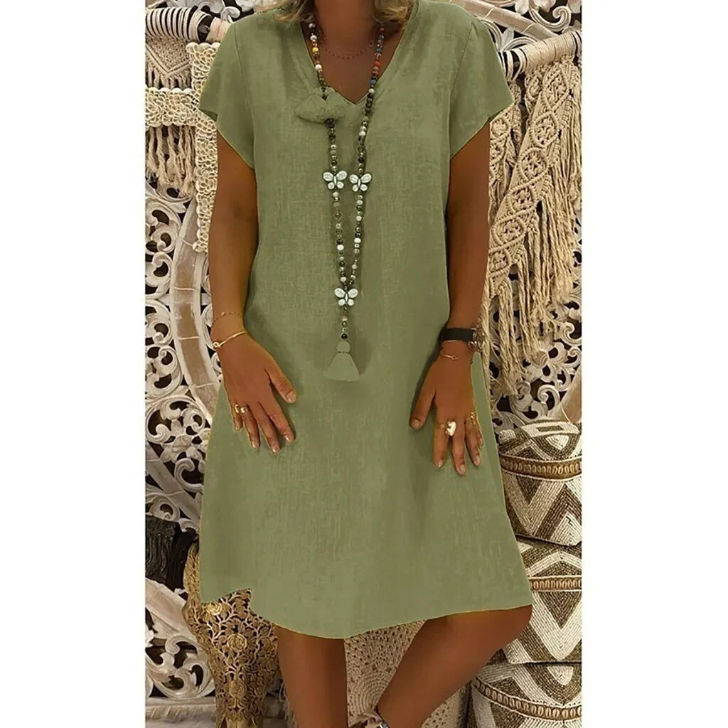 Beatrice | Women's V-Neck Short Sleeve Mini Dress - Image 6