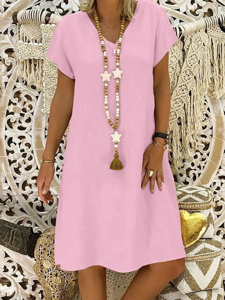 Beatrice | Women's V-Neck Short Sleeve Mini Dress - Image 7