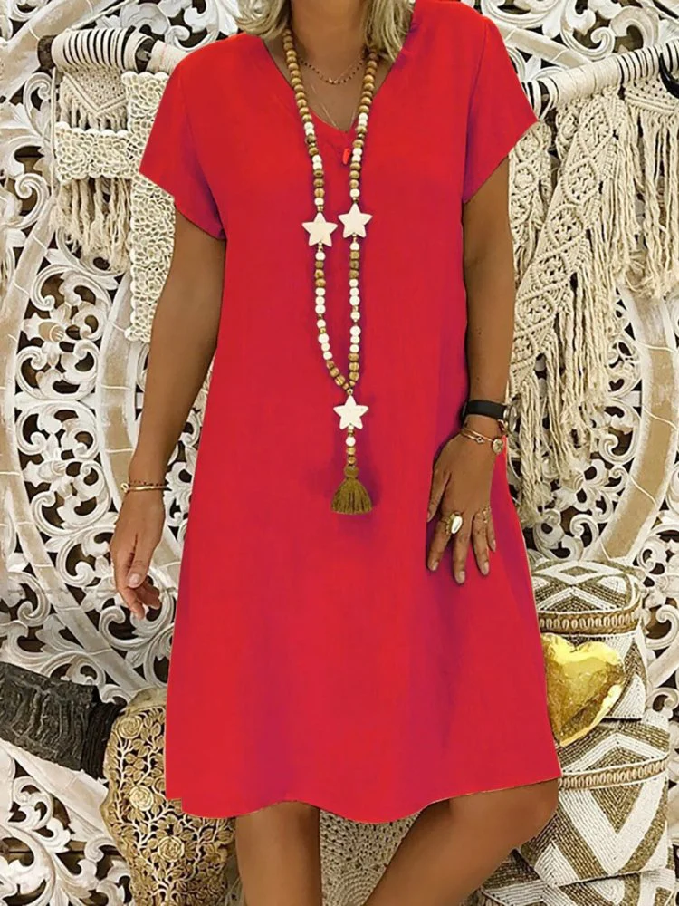 Beatrice | Women's V-Neck Short Sleeve Mini Dress - Image 8